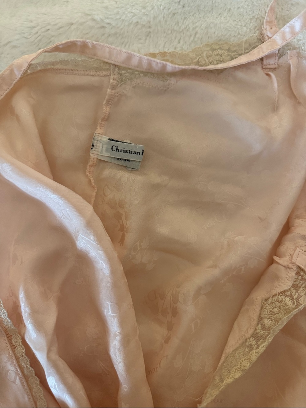 VERY RARE Dior Satin Lace tank in Light Pink with Cream Lace logo embellished - Picture 5 of 9